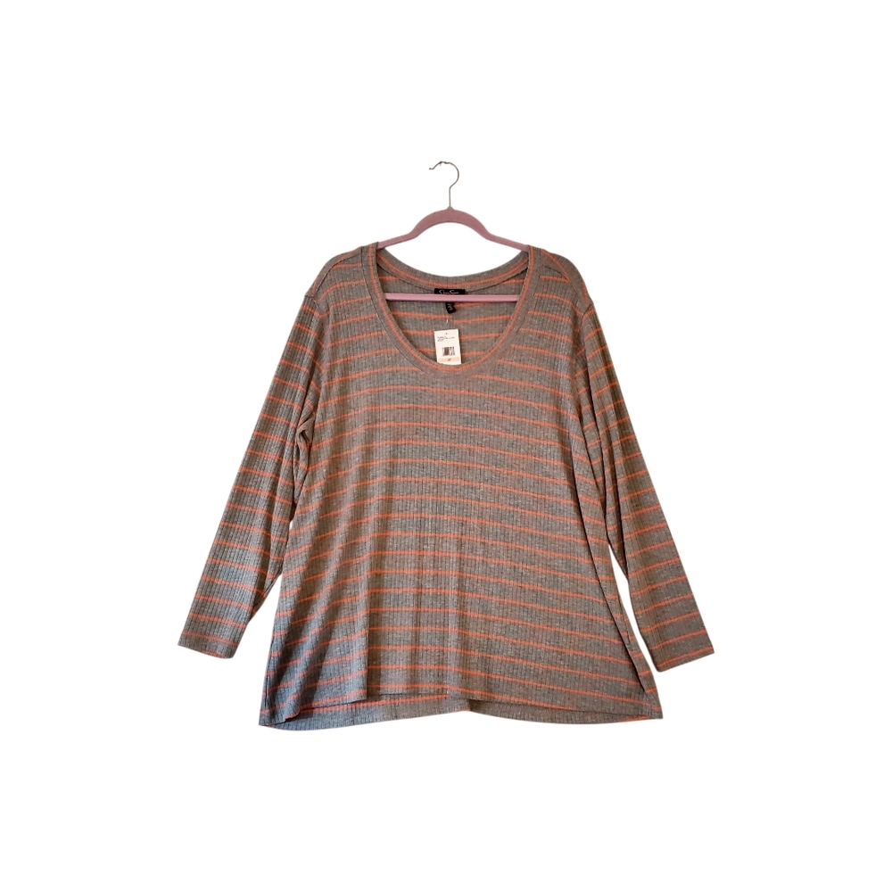 Jessica‎ Simpson Gray Striped Tunic Knit Plus Size Top Size 2X NWT